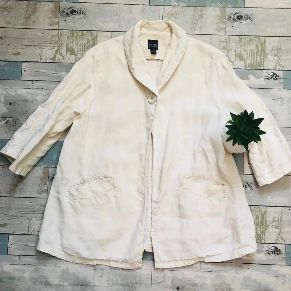 ⭐️Eileen Fisher Irish Linen One Button Blazer